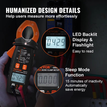 Digital Clamp Meter T-RMS 600A/1000A Clamp Multimeter Tester AC/DC Current & Voltage Resistance W/NCV for Home Appliance