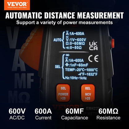 Digital Clamp Meter T-RMS 600A/1000A Clamp Multimeter Tester AC/DC Current & Voltage Resistance W/NCV for Home Appliance